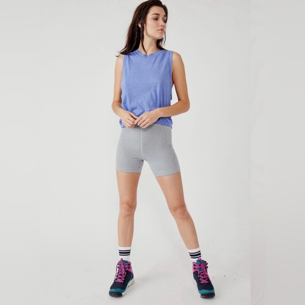 Free People Free Throw Ribbed Shorts Heather Grey XS NWT